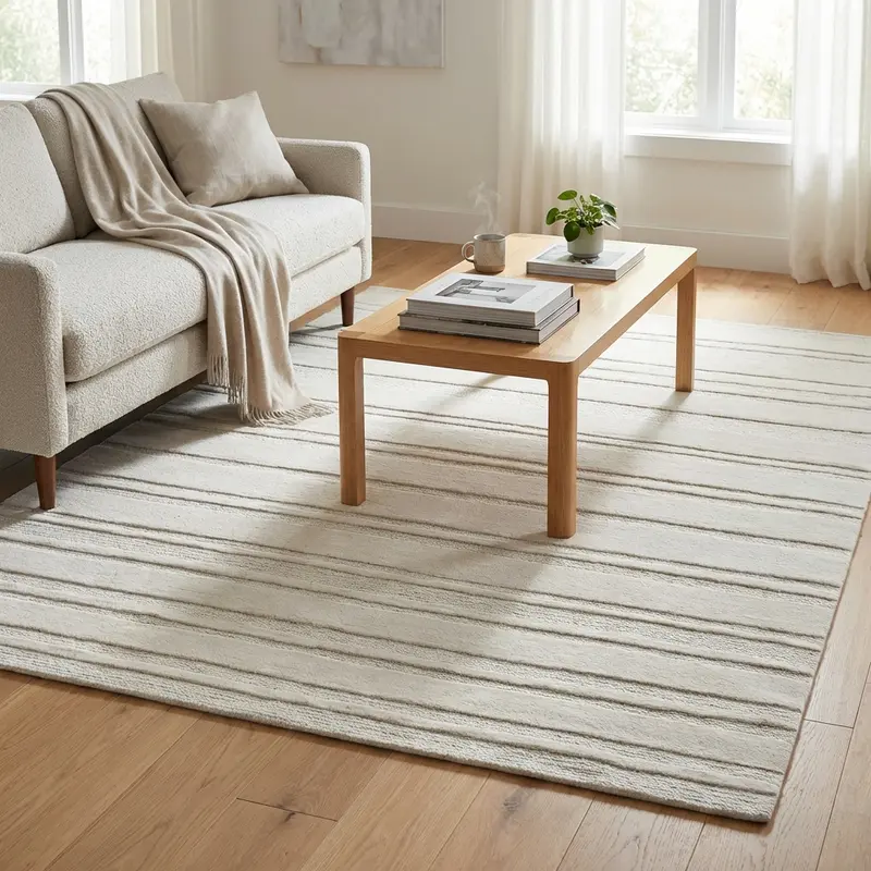 Orenzo - tappeto in lana bianco beige 120x182