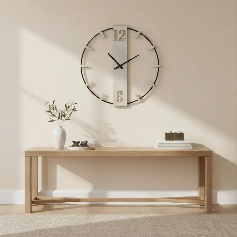 Orologio da Parete “Évora” | Orologio Decorativo Moderno in Metallo e Legno | Design Elegante e Minimal | Arredo Casa | 61×63 cm