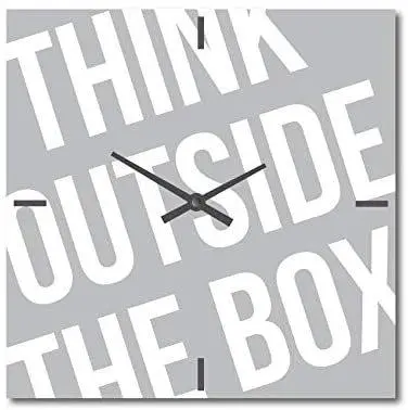 Orologio da Parete grigio, design moderno, 50 x 50 cm. "Think outside the box"