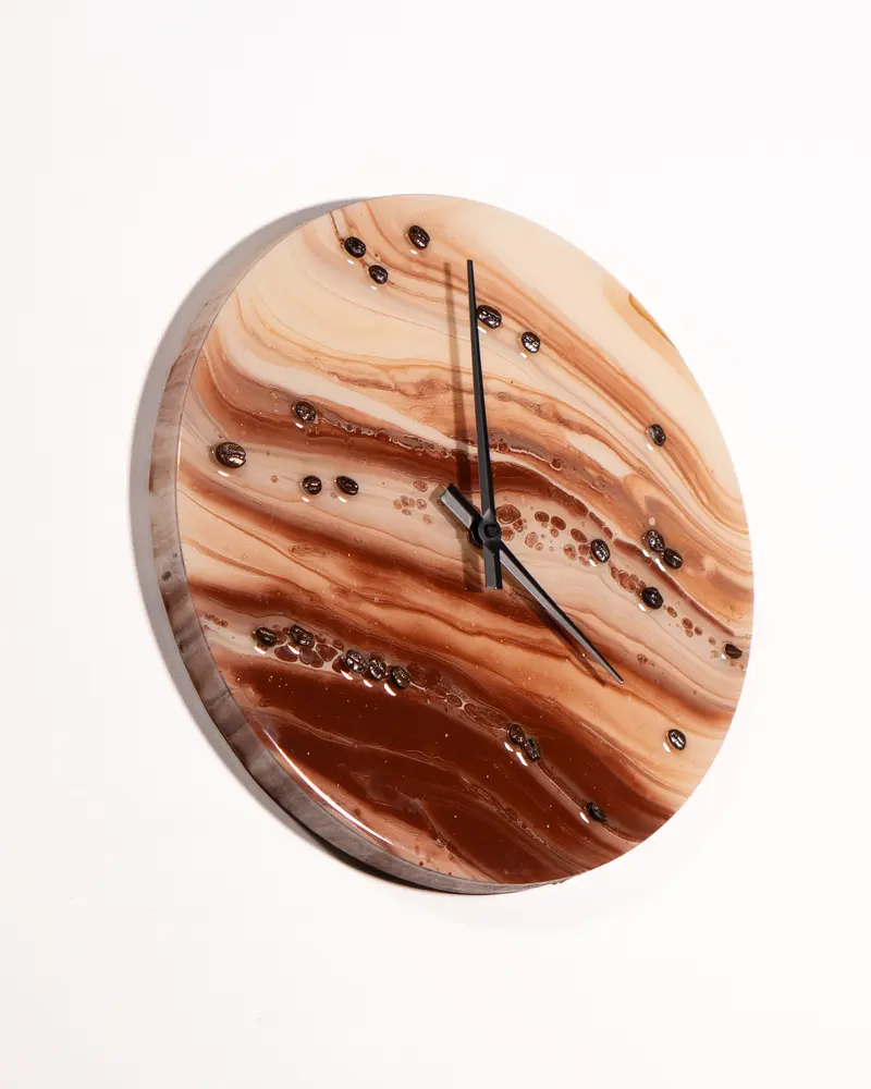 Orologio da Parete in Legno Resina al Caffè 30 cm di diametro