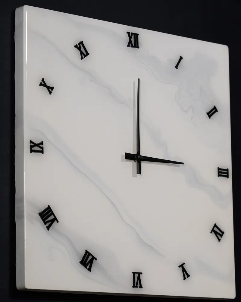 Orologio da Parete in Legno Resina effetto Marmo Carrara 40 x 40 cm