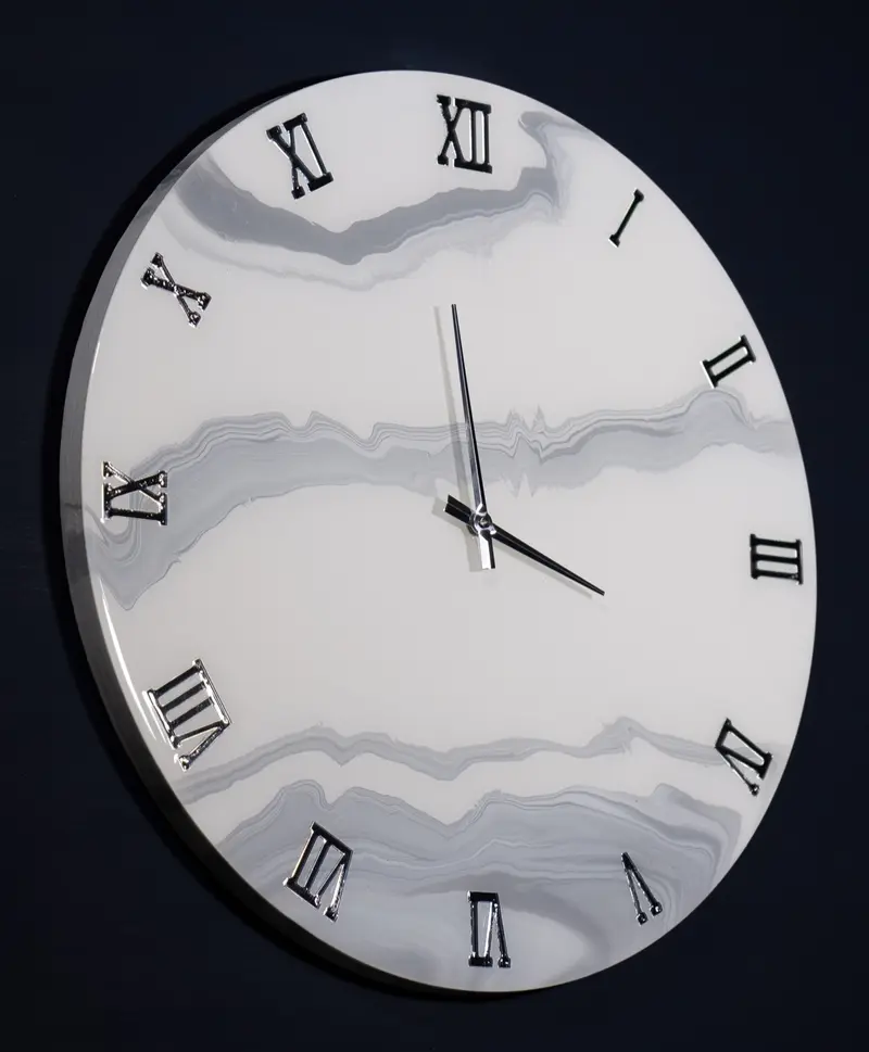 Orologio da Parete in Legno Resina effetto Marmo Carrara 50 cm di diametro