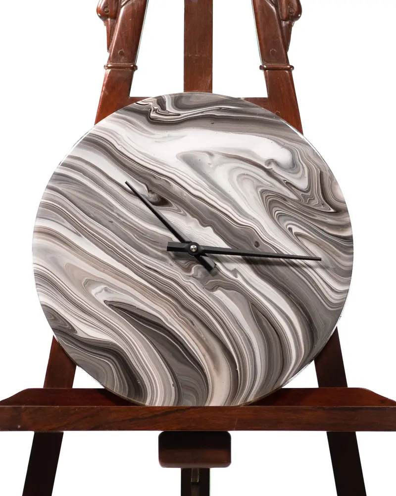 Orologio da Parete in Legno Resina effetto Marmo Grigio 30 cm di diametro