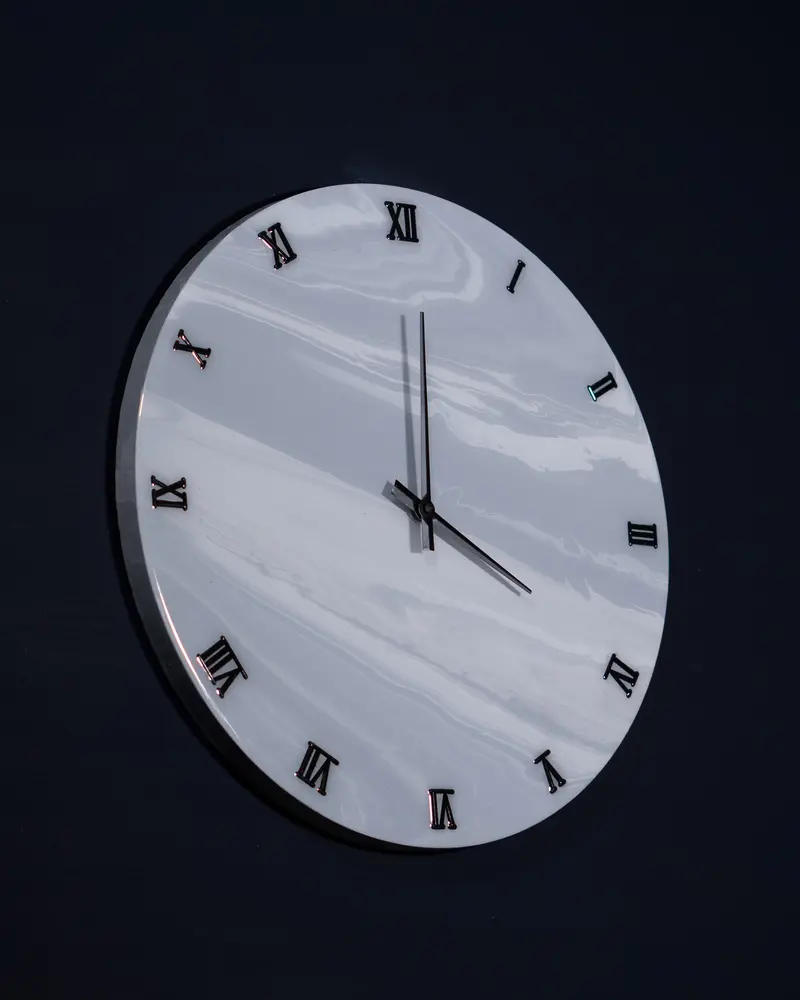Orologio da Parete in Legno Resina effetto Marmo Grigio 40 cm di diametro