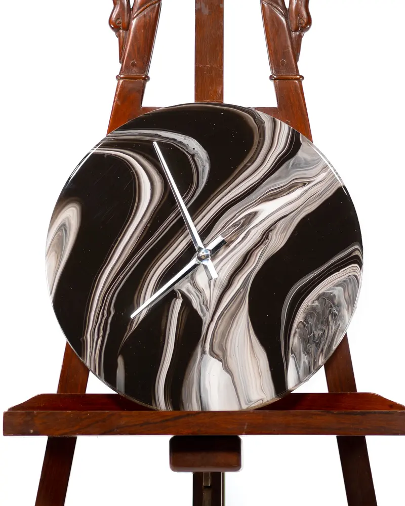 Orologio da Parete in Legno Resina effetto Marmo Nero 30 cm di diametro