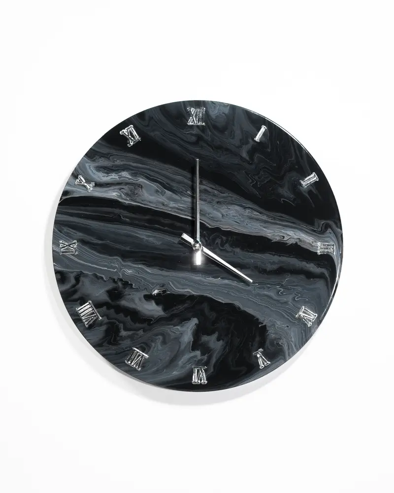 Orologio da Parete in Legno Resina effetto Marmo Nero 40 cm di diametro