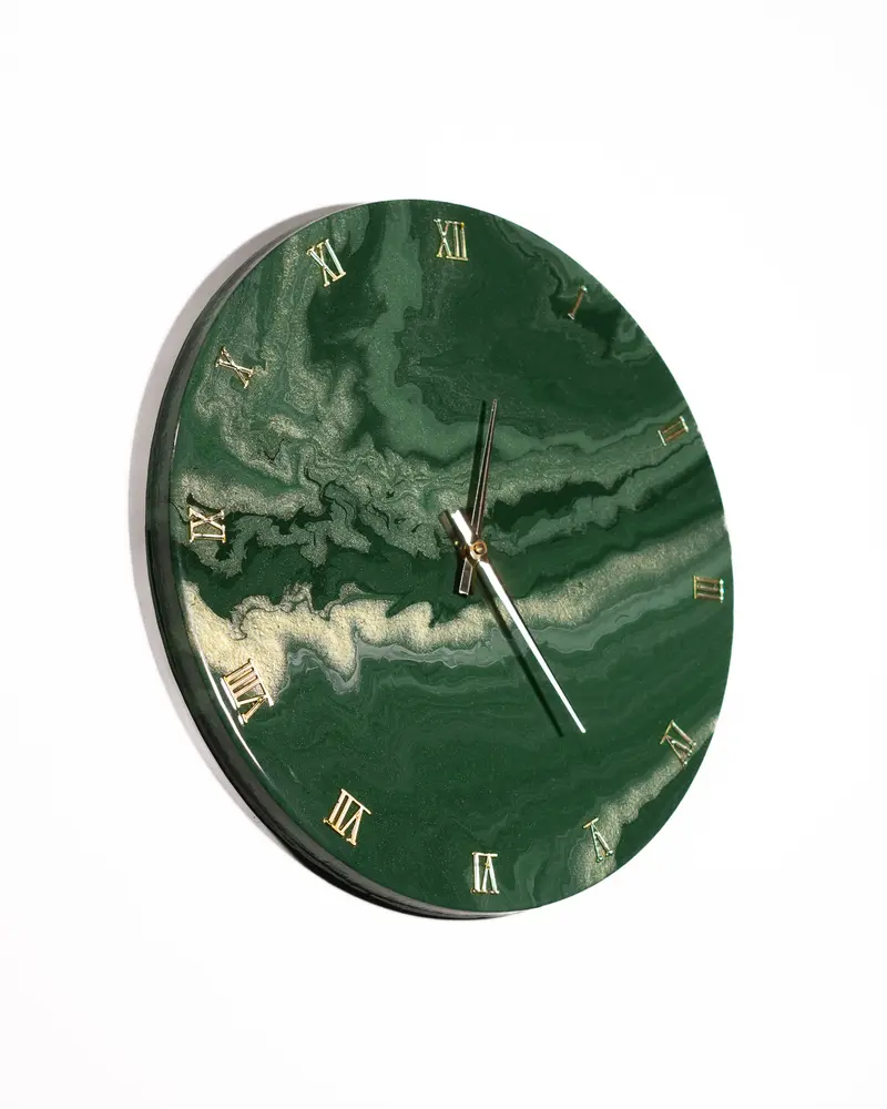 Orologio da Parete in Legno Resina effetto Marmo Verde Alpi 40 cm di diametro