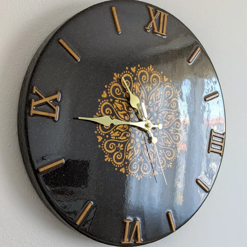 Orologio da parete "Mandala Oro" - Numeri Romani -Pezzo unico
