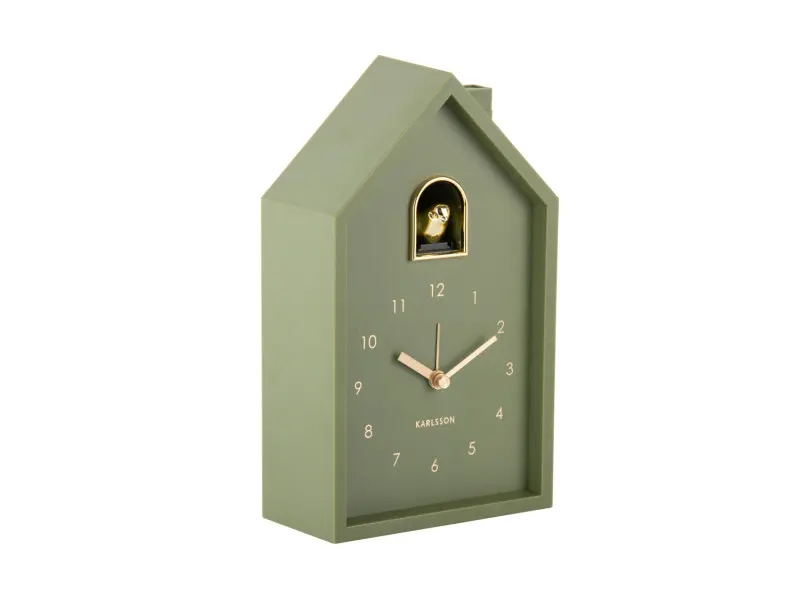 Orologio da tavolo a cucù color verde e oro