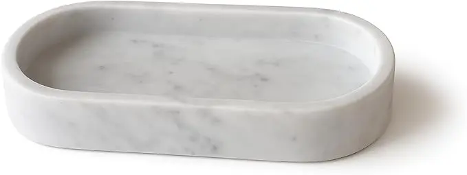 Oval White Marble Tray
