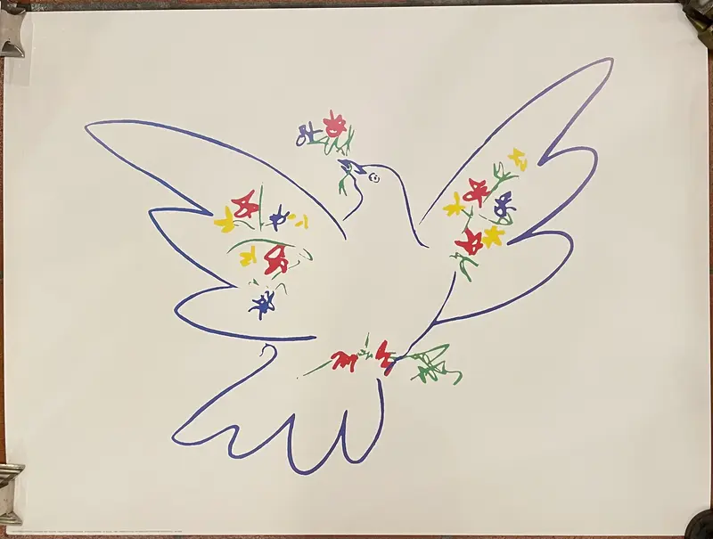 Pablo Picasso – ''Colombe avec fleurs'' - stampa offset - 1996