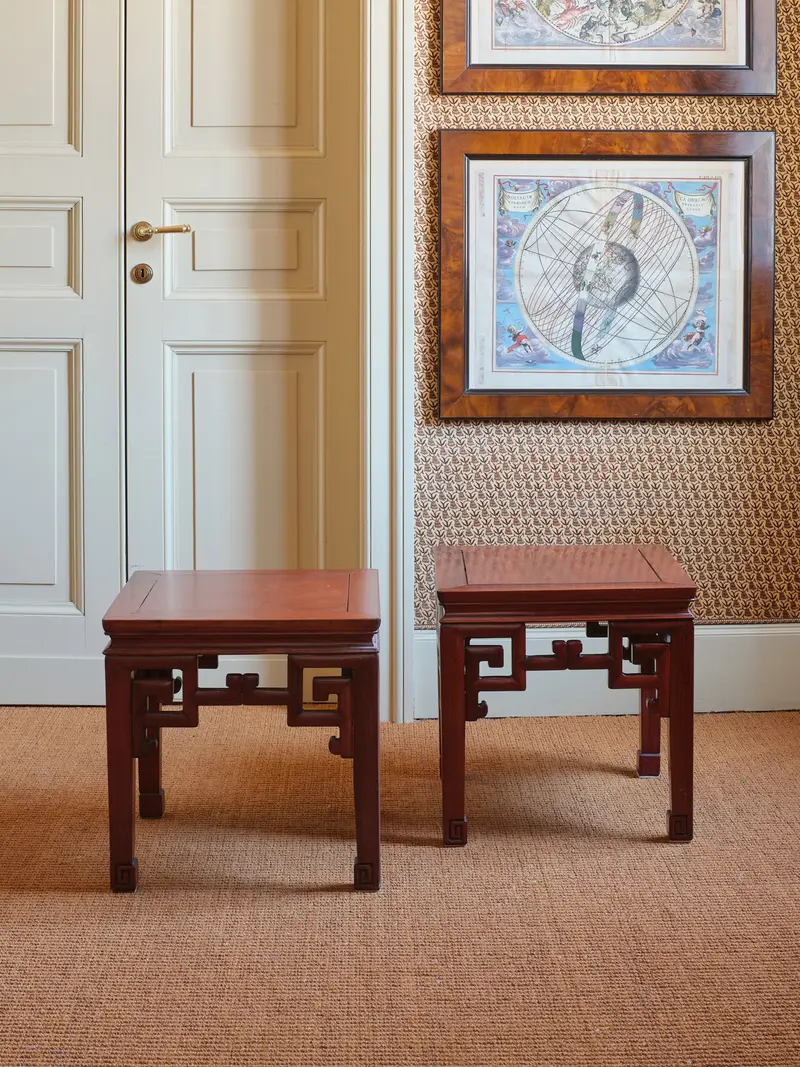 Pair of Japanese Lacquered Wood Side Tables, 20th Century
