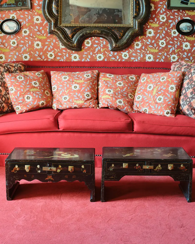 Pair of Napoleon III Black Lacquered Chinoiserie Occasional Tables