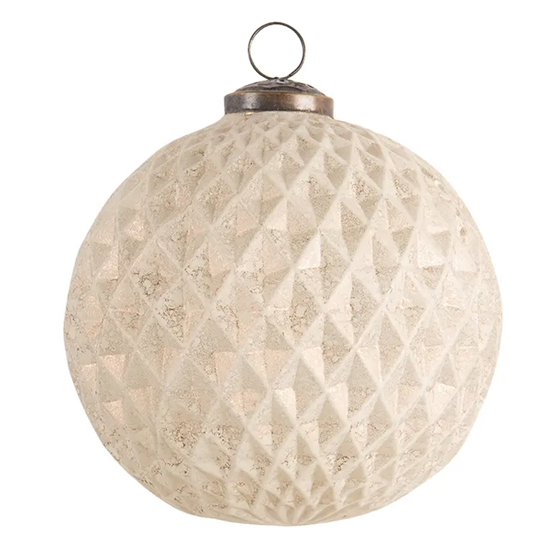 Palla di Natale in vetro colore bianco/oro ø12 cm