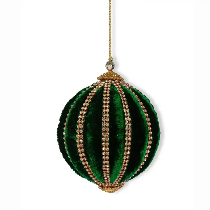 Pallina di Natale in velluto a spicchi Jewels verde D 10 cm | EDG- Enzo De Gasperi
