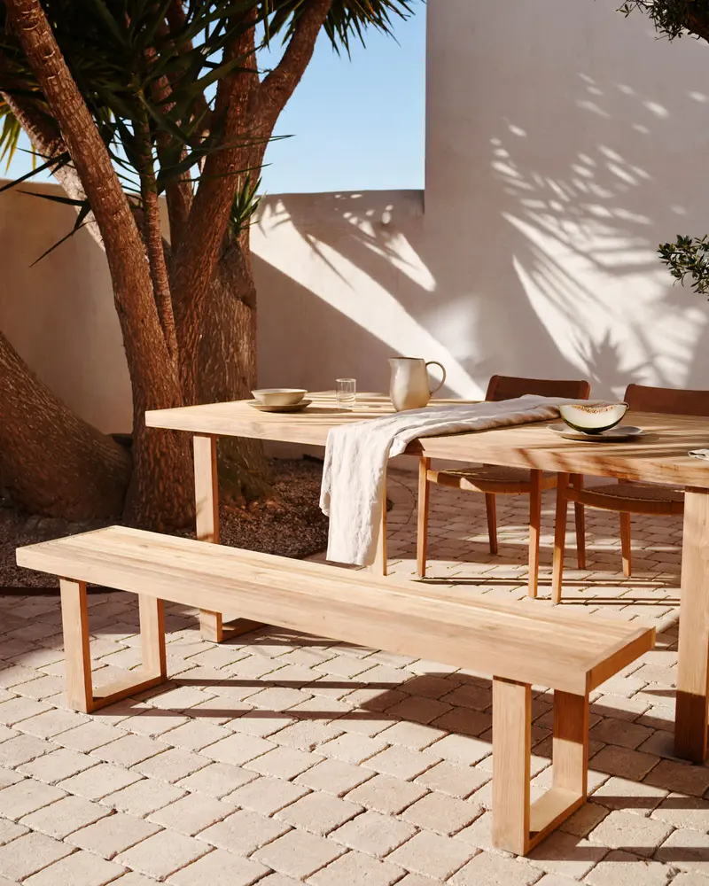 Panca Canadell outdoor in legno massiccio di teak riciclato 170 cm