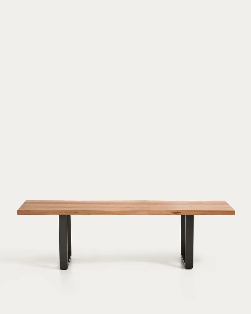 Panca Uxue in legno massiccio di acacia e gambe in acciaio nero 160 x 45 cm