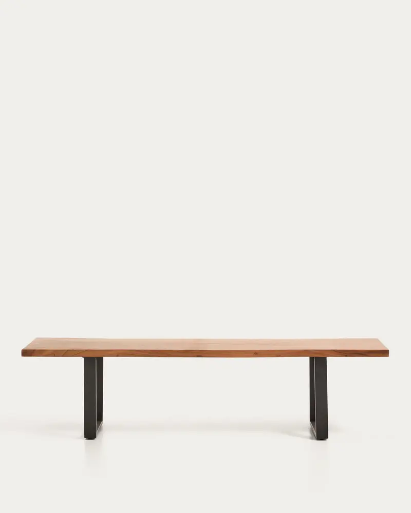 Panca Uxue in legno massiccio di acacia e gambe in acciaio nero 180 x 45 cm
