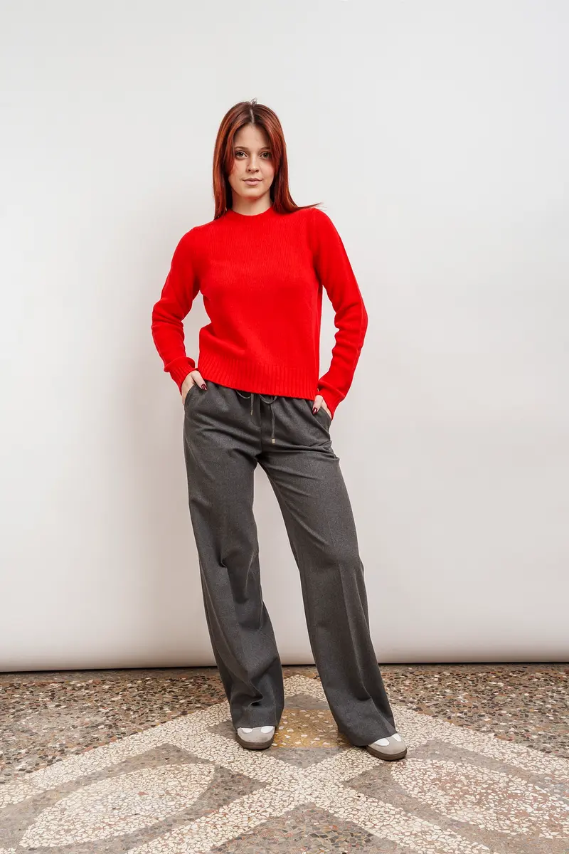 PANTALONE in morbida flanella di lana grigio