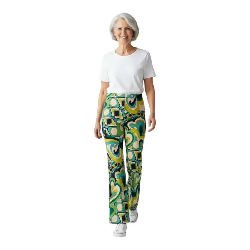 Pantalone lungo donna a pallazzo in fantasia Pucci in viscosa con tasche