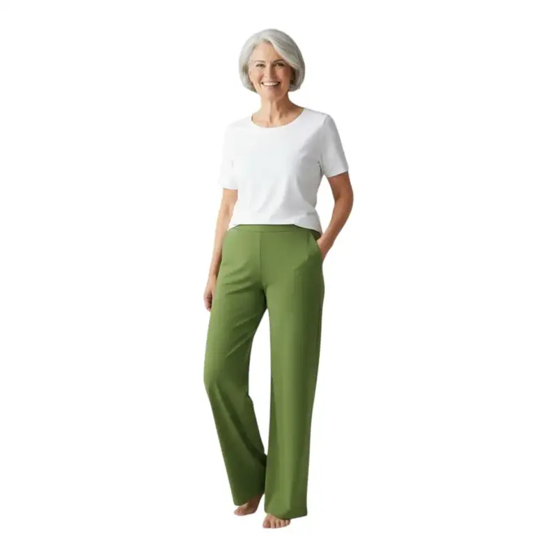 Pantalone lungo donna a pallazzo unito in viscosa con tasche