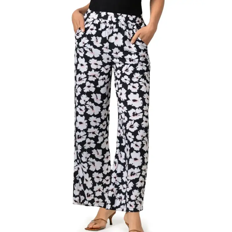 Pantalone lungo donna ampio in cotone leggero Margherite