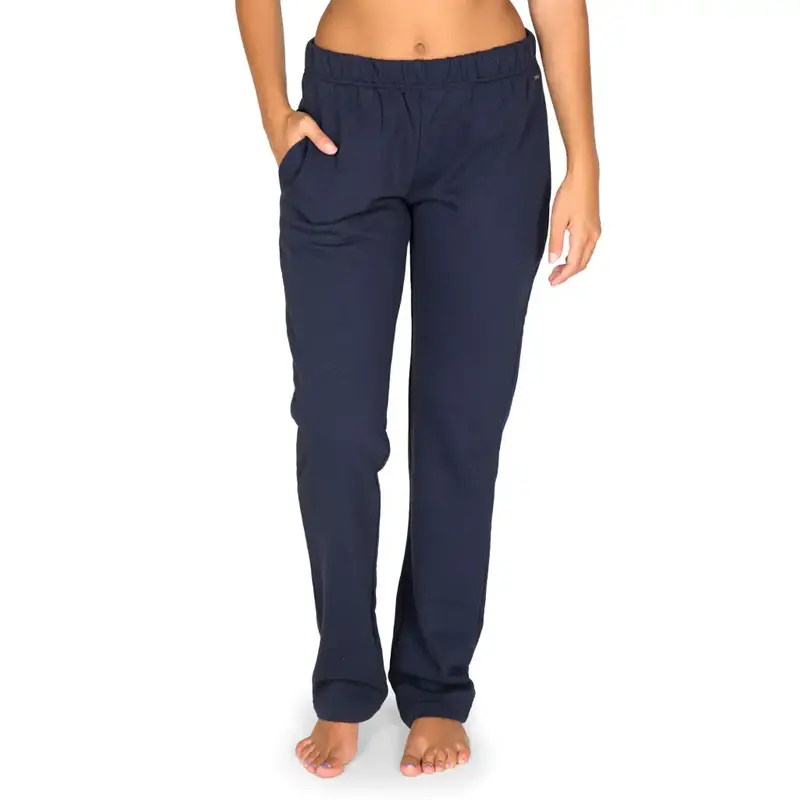 Pantalone lungo donna sportivo senza polsini in cotone felpato