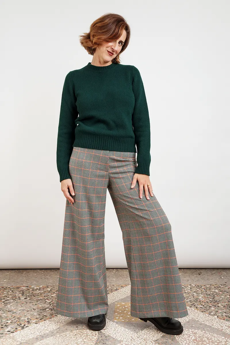 PANTALONE MUST HAVE fantasia a righe arancio e verdone