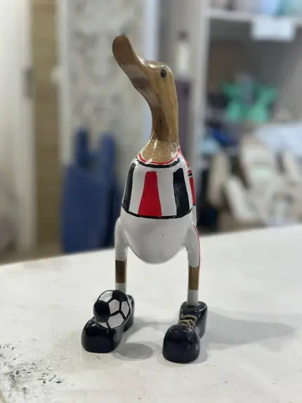 Papera decorativa in legno Calcio Nero e Rosso