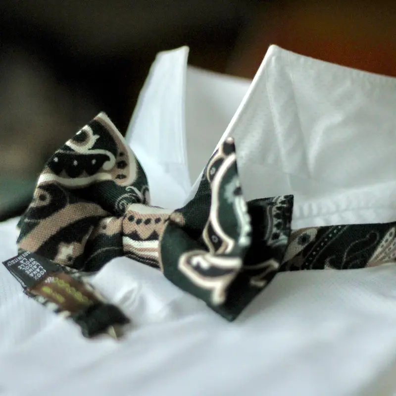 Papillon in Pura Lana stampa paisley colore Verde scuro Cod. 641