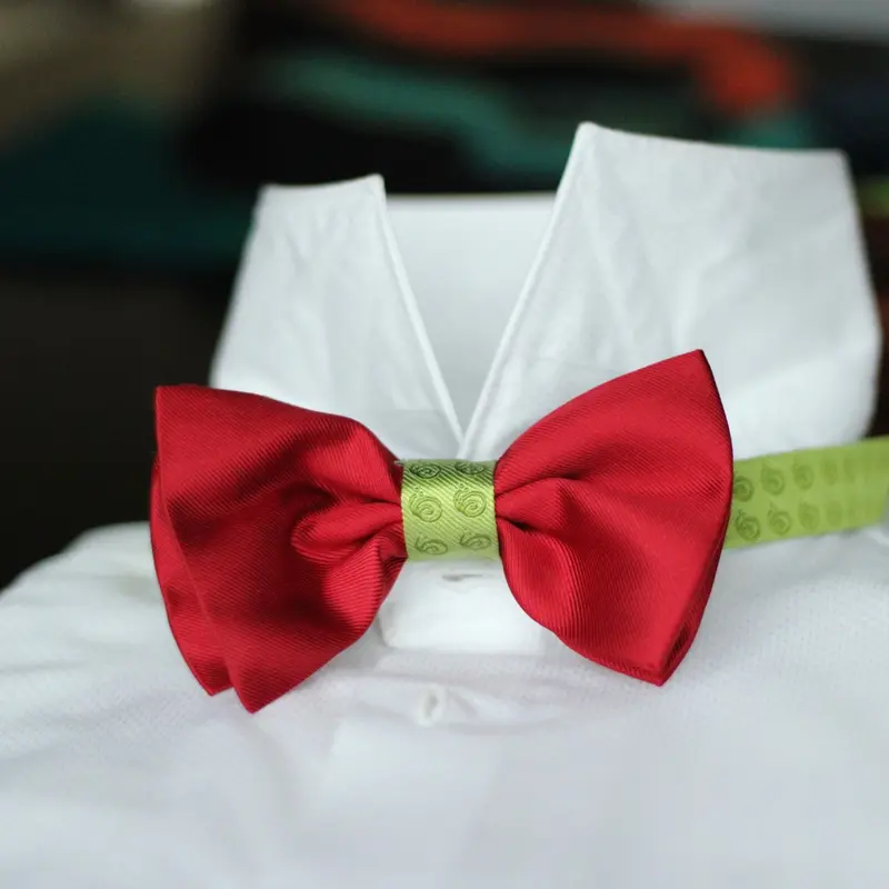 Papillon in Pura Seta Rosso e Verde Cod. 634