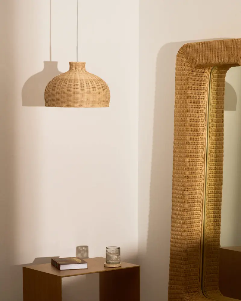 Paralume Ennia in rattan con finitura chiara Ø38 cm