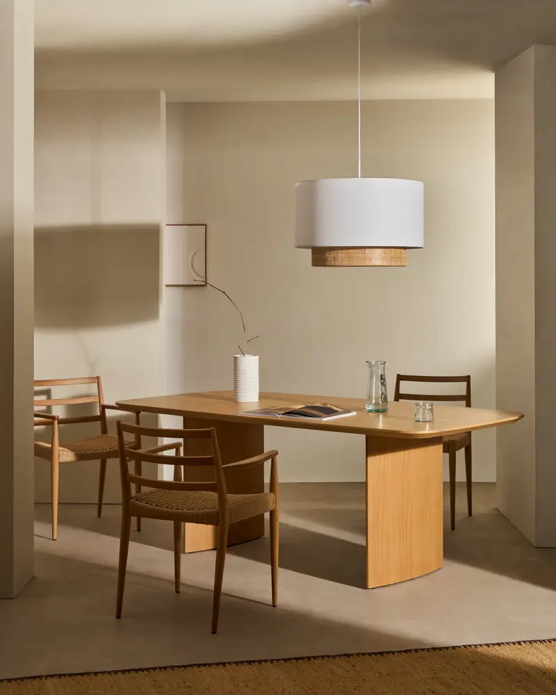 Paralume Erna per lampada da soffitto in bambù con finitura naturale e bianca Ø 60 cm