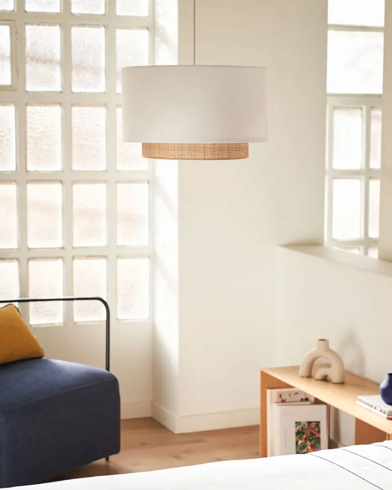 Paralume per lampada da soffitto Erna in bambù finitura naturale e bianca Ø 40 cm
