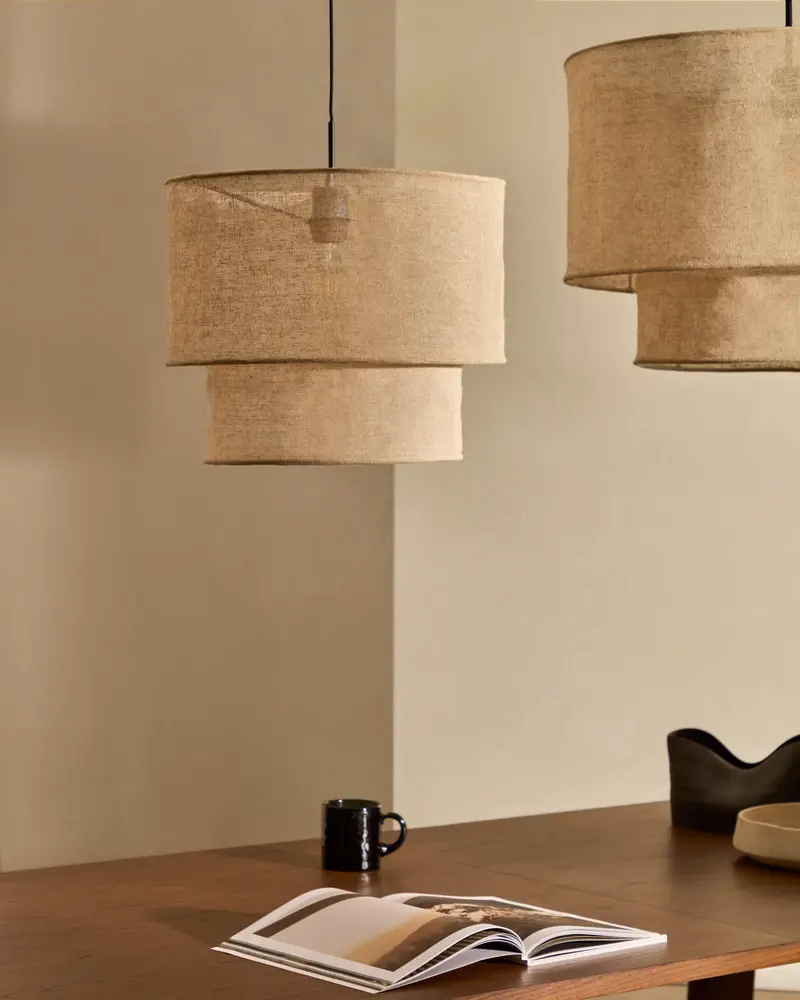 Paralume per lampada da soffitto Mariela in lino con finitura in beige Ø 40 x 34 cm