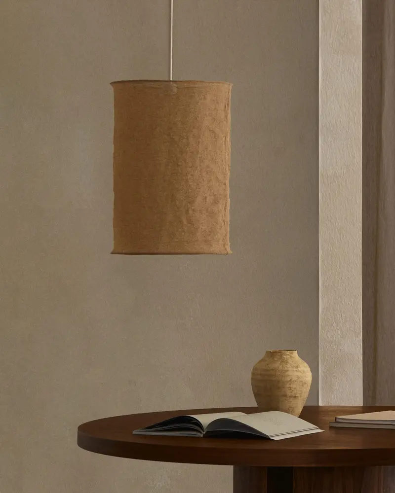Paralume per lampada da soffitto Mariela in lino con finitura in beige Ø 40 x 60 cm