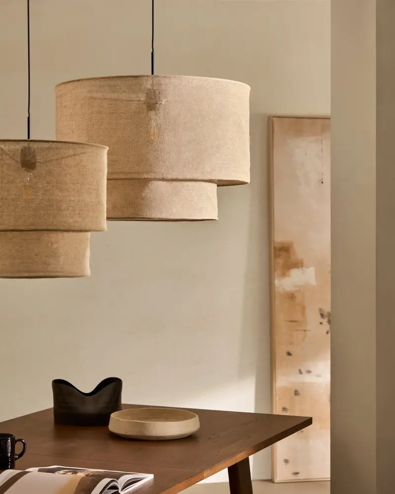 Paralume per lampada da soffitto Mariela in lino con finitura in beige Ø 60 x 40 cm