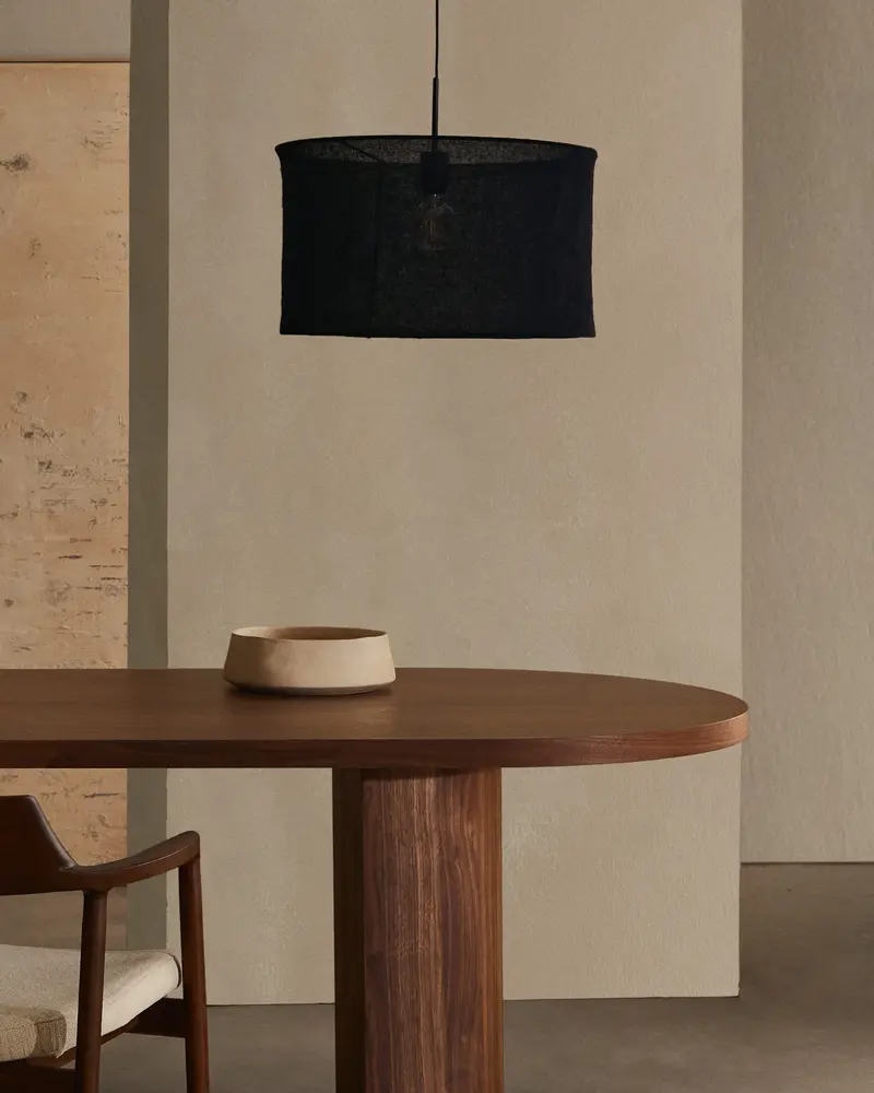 Paralume per lampada da soffitto Mariela in lino con finitura nera Ø 50 x 30 cm