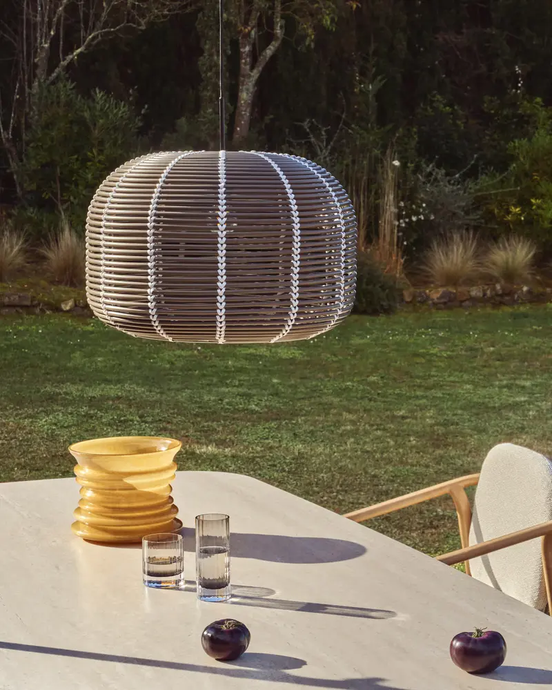 Paralume per lampada da soffitto per esterni Garoina in rattan sintetico tortora Ø 50 cm
