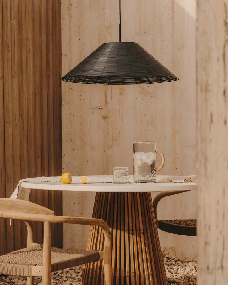 Paralume per lampada da soffitto per esterni Saranella in rattan sintetico nero Ø 70 cm