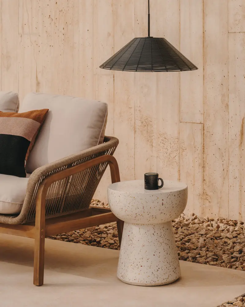 Paralume per lampada da soffitto per esterni Saranella nero in rattan sintetico Ø 50 cm