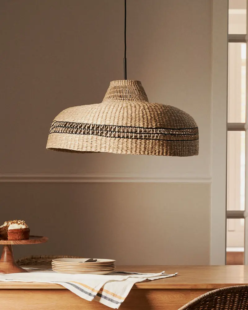 Paralume per lampada da soffitto Rupia in fibre naturali finitura naturale e nero Ø 55 cm
