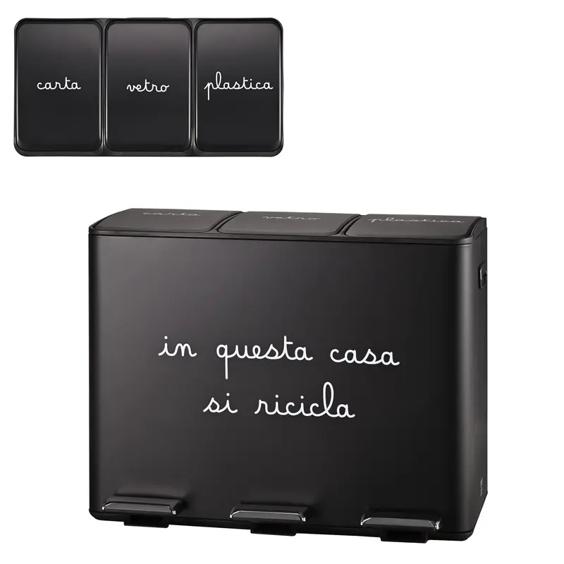 PATTUMIERA NERA " IN QUESTA CASA SI RICICLA " SIMPLE DAY