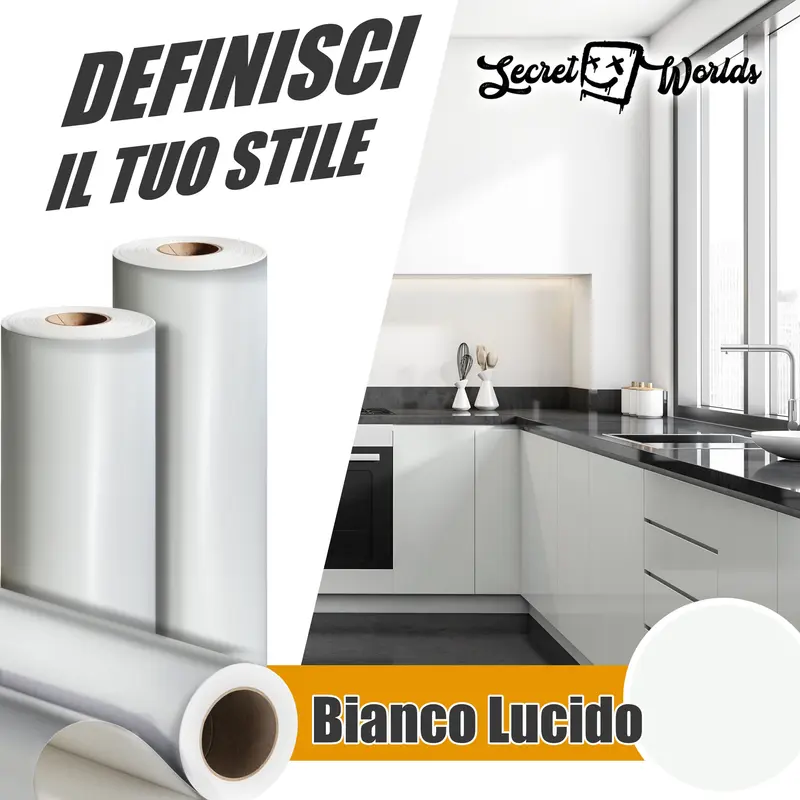 Pellicola Adesiva Bianco Lucido - Finitura brillante per arredi