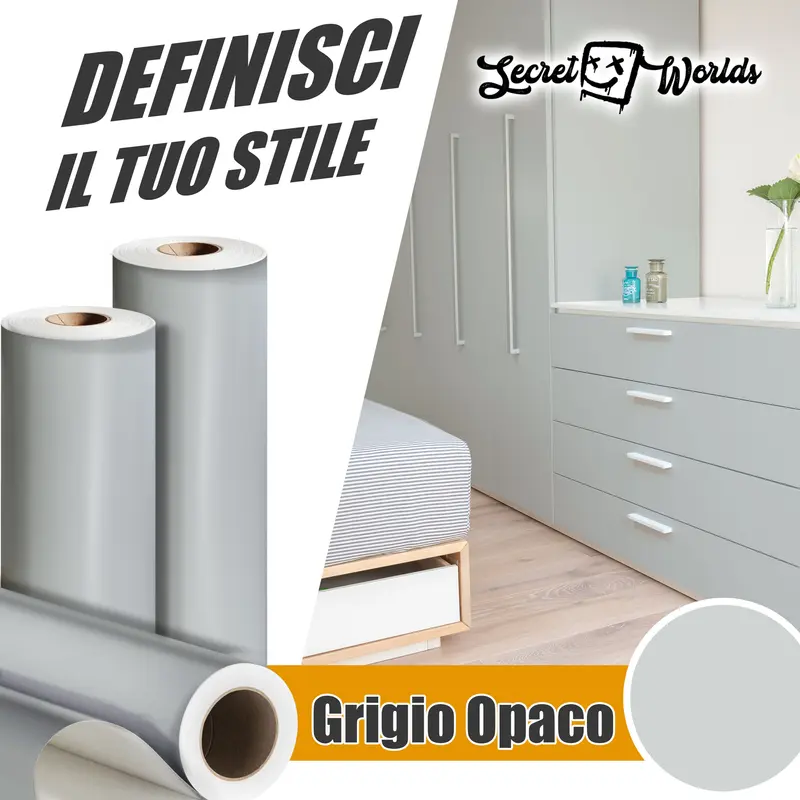 Pellicola Adesiva Grigio chiaro Opaco - Effetto Elegante