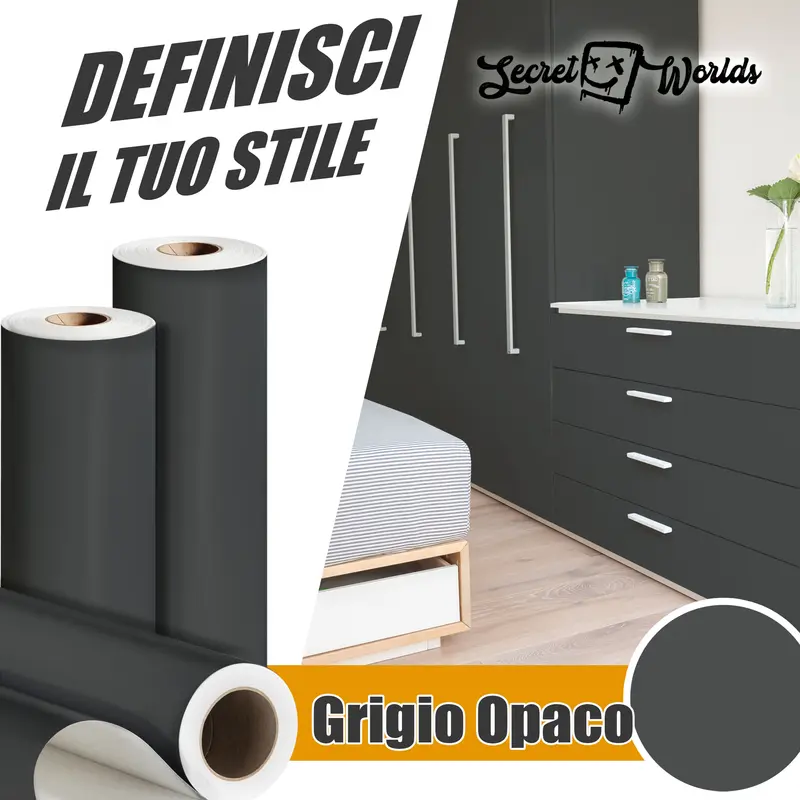 Pellicola Adesiva Grigio scuro Opaco - Rivestimento moderno