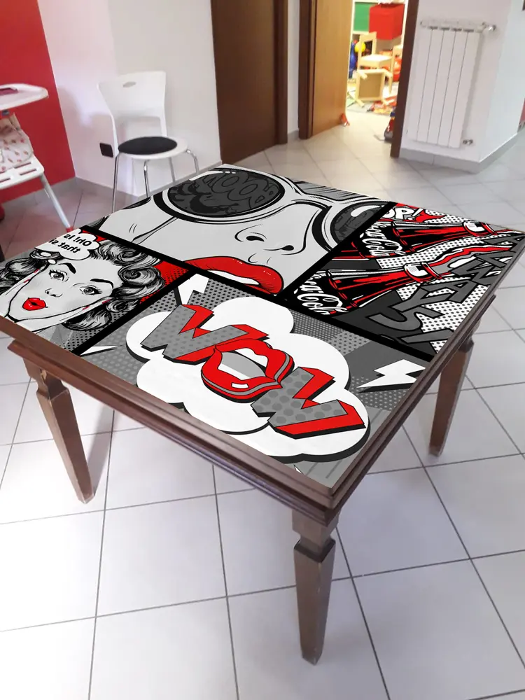 Pellicola adesiva Pop Art per tavoli – stile creativo e colorato