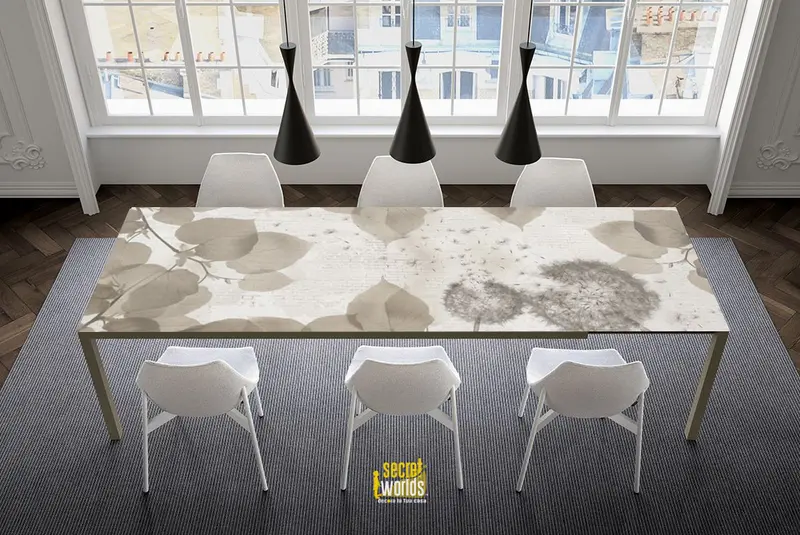 Pellicola adesiva Soffione per tavoli – design floreale elegante