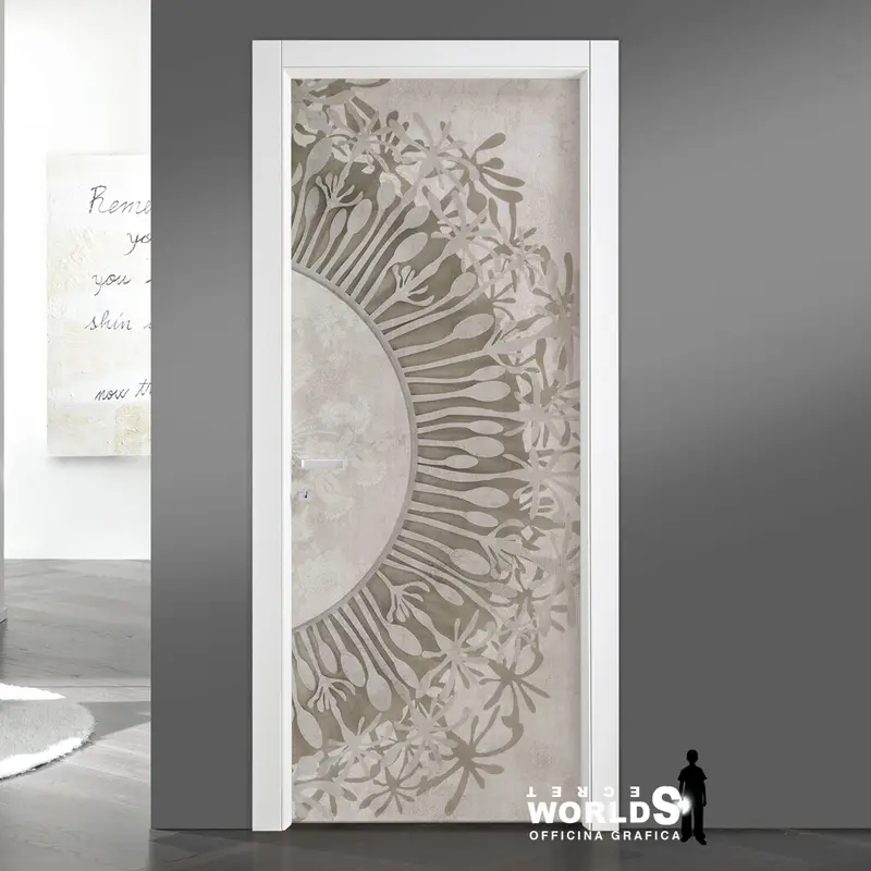 Pellicola decorativa per porta – Decoro elegante floreale