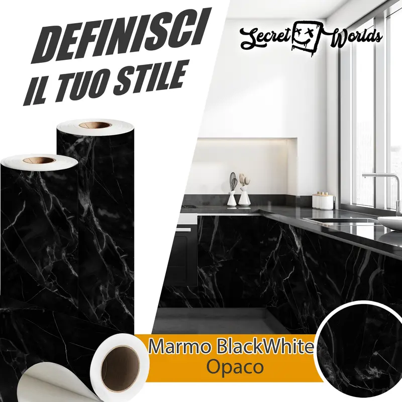 PELLICOLA MARMO BLACK&WHITE OPACO
